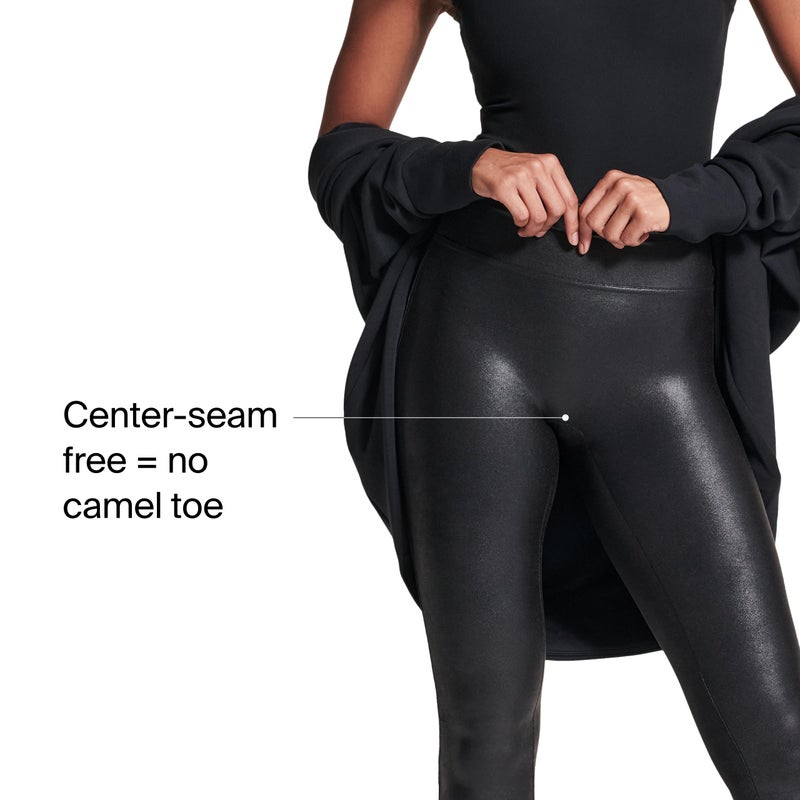 SPANXshape Faux Leather Leggings - Tummy Control Legging - with Contoured Power Waistband Stomach Compression - High Waist - Black - Regular 30" Inseam - 1X - Image 4